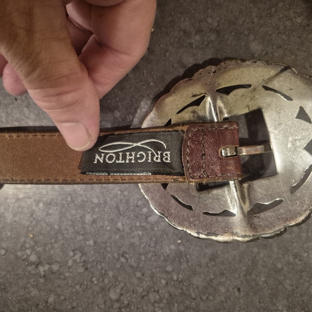 Silver and Brown  Brighton Concho Belt - Picture 8 of 9